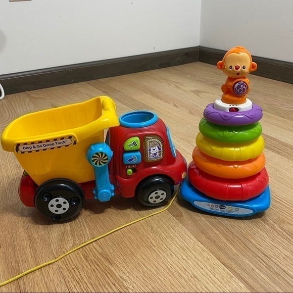 Vtech Drop & Go Truck & Monkey Stacker Toy Bundle - Picture 1 of 11